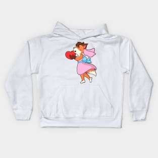 Fox as Bride with Dress & Heart Kids Hoodie